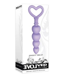 Evolved Sweet Treat Heart-Shaped Beaded Silicone Anal Plug Light Purple