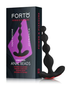 Forto Vibrating Anal Beads Rechargeable Silicone Plug Black