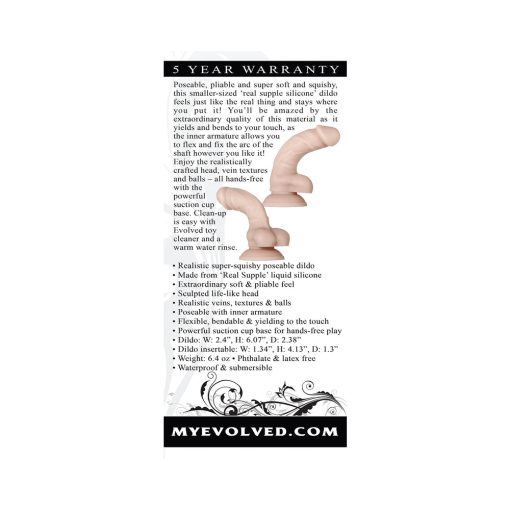 Evolved Real Supple Poseable 6 In. Realistic Silicone Dildo With Balls Beige - Image 10