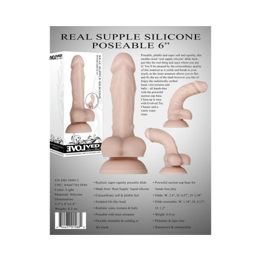 Evolved Real Supple Poseable 6 In. Realistic Silicone Dildo With Balls Beige - Image 11