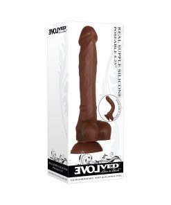 Evolved Real Supple Poseable 8.25 In. Realistic Silicone Dildo With Balls Brown
