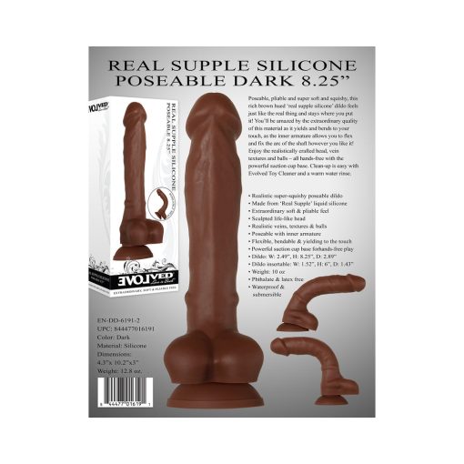 Evolved Real Supple Poseable 8.25 In. Realistic Silicone Dildo With Balls Brown - Image 12