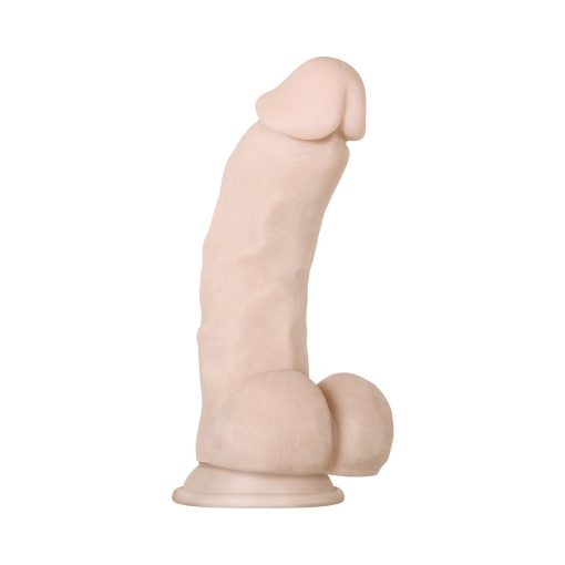 Evolved Real Supple Girthy Poseable 8.5 In. Realistic Dildo With Balls Beige - Image 5