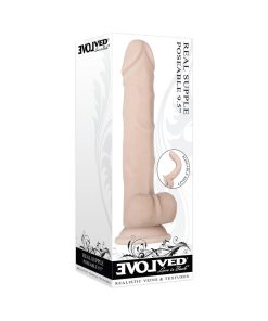 Evolved Real Supple Poseable 9.5 In. Realistic Dildo With Balls Beige