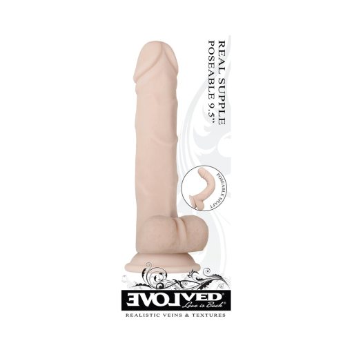 Evolved Real Supple Poseable 9.5 In. Realistic Dildo With Balls Beige - Image 10