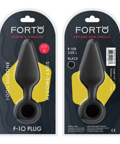 Forto F-10 Silicone Anal Plug With Pull Ring Large Black
