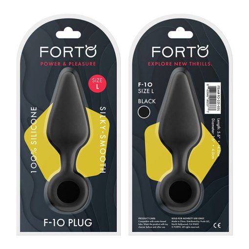 Forto F-10 Silicone Anal Plug With Pull Ring Large Black