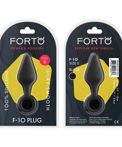 Forto F-10 Silicone Anal Plug With Pull Ring Small Black