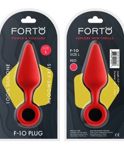 Forto F-10 Silicone Anal Plug With Pull Ring Large Red