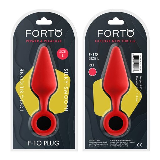 Forto F-10 Silicone Anal Plug With Pull Ring Large Red