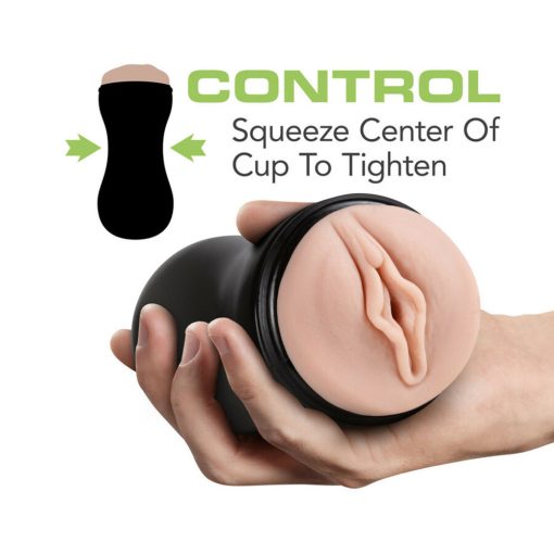 M For Men Soft + Wet Pussy With Pleasure Ridges Self-Lubricating Vagina Stroker Beige - Image 5