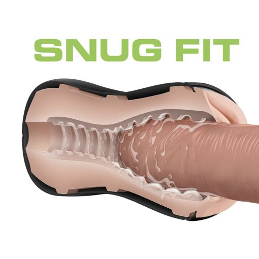 M For Men Soft + Wet Pussy With Pleasure Ridges Self-Lubricating Vagina Stroker Beige - Image 6