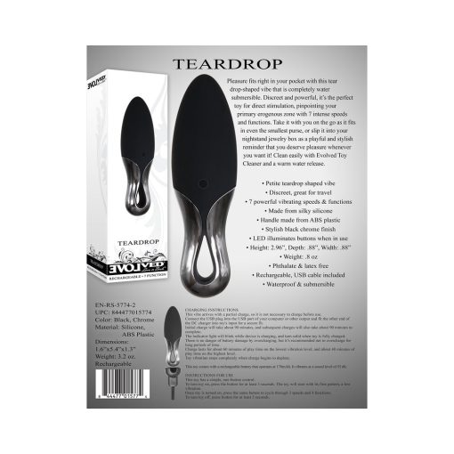 Evolved Teardrop Rechargeable Silicone Mini Vibrator Black - Image 9
