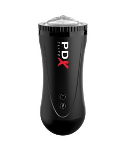 Pdx Elite Moto Stroker Rechargeable Thrusting Vibrating Masturbator Clear/Black