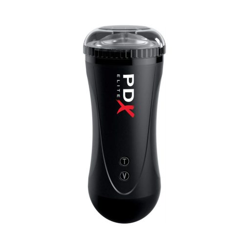 Pdx Elite Moto Stroker Rechargeable Thrusting Vibrating Masturbator Clear/Black - Image 4