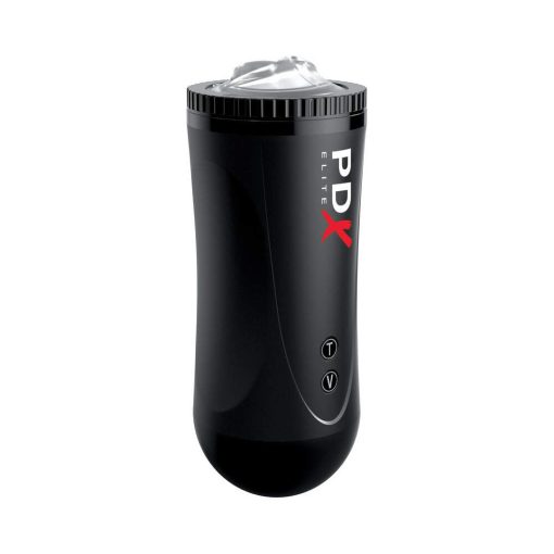 Pdx Elite Moto Stroker Rechargeable Thrusting Vibrating Masturbator Clear/Black - Image 5