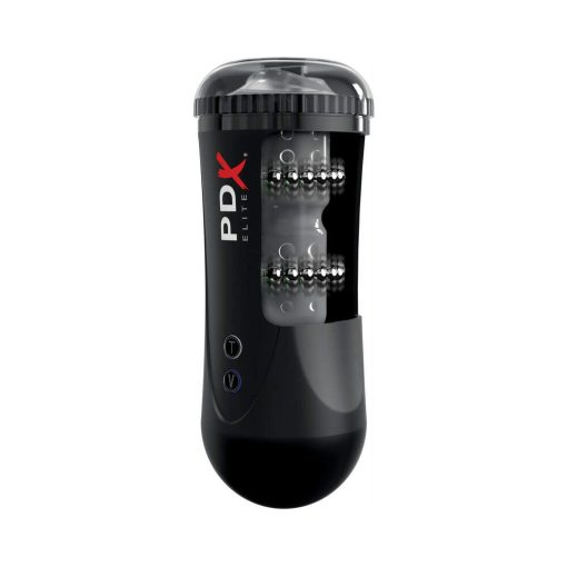 Pdx Elite Moto Stroker Rechargeable Thrusting Vibrating Masturbator Clear/Black - Image 6