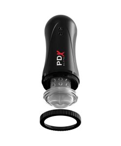 Pdx Elite Moto Stroker Rechargeable Thrusting Vibrating Masturbator Clear/Black