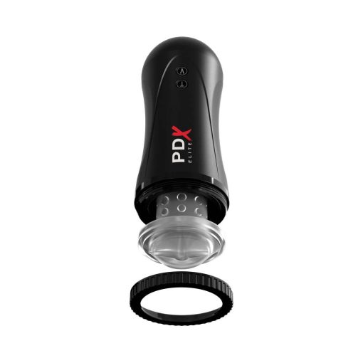 Pdx Elite Moto Stroker Rechargeable Thrusting Vibrating Masturbator Clear/Black - Image 7