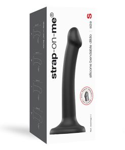 Strap-On-Me Bendable Dual-Density Silicone Suction Cup Dildo Black S