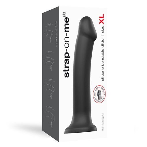 Strap-On-Me Bendable Dual-Density Silicone Suction Cup Dildo Black Xl