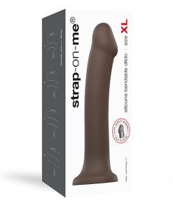 Strap-On-Me Bendable Dual-Density Silicone Suction Cup Dildo Chocolate Xl