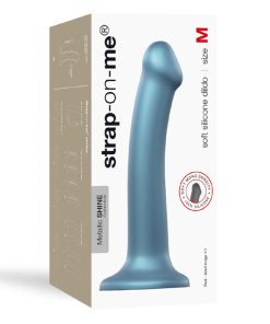 Strap-On-Me Metallic Shine Collection Soft Single-Density Silicone Dildo Duck Blue M