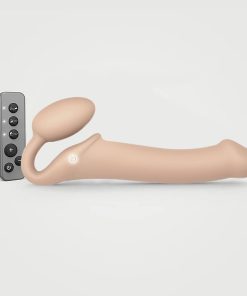 Strap-On-Me Rechargeable Remote-Controlled Silicone Vibrating Bendable Strap-On Vanilla L