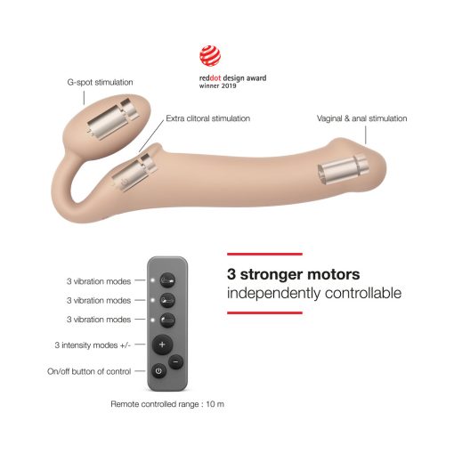 Strap-On-Me Rechargeable Remote-Controlled Silicone Vibrating Bendable Strap-On Vanilla L - Image 3
