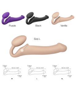 Strap-On-Me Rechargeable Remote-Controlled Silicone Vibrating Bendable Strap-On Vanilla L