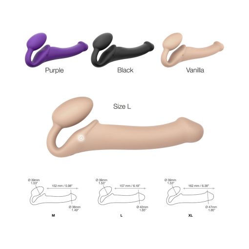 Strap-On-Me Rechargeable Remote-Controlled Silicone Vibrating Bendable Strap-On Vanilla L - Image 5