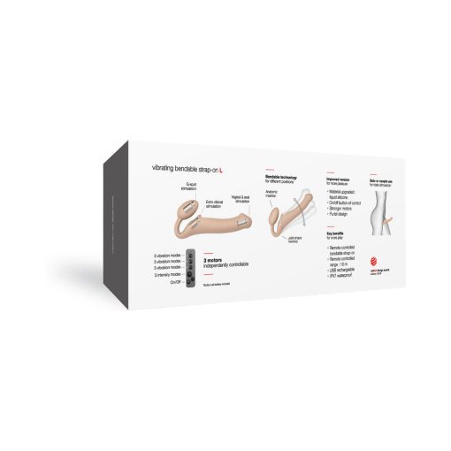 Strap-On-Me Rechargeable Remote-Controlled Silicone Vibrating Bendable Strap-On Vanilla L - Image 7