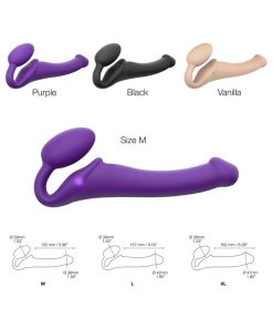 Strap-On-Me Rechargeable Remote-Controlled Silicone Vibrating Bendable Strap-On Purple M