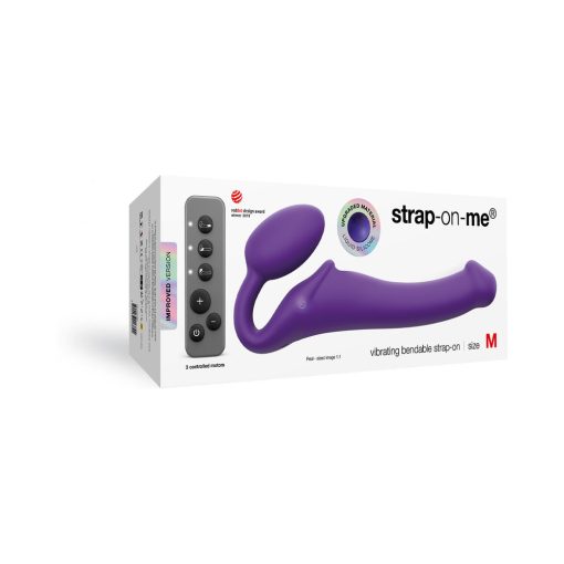 Strap-On-Me Rechargeable Remote-Controlled Silicone Vibrating Bendable Strap-On Purple M - Image 6