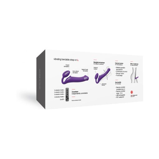 Strap-On-Me Rechargeable Remote-Controlled Silicone Vibrating Bendable Strap-On Purple L - Image 7