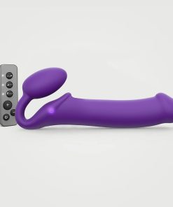 Strap-On-Me Rechargeable Remote-Controlled Silicone Vibrating Bendable Strap-On Purple Xl
