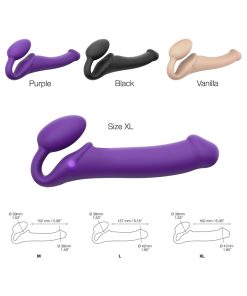Strap-On-Me Rechargeable Remote-Controlled Silicone Vibrating Bendable Strap-On Purple Xl
