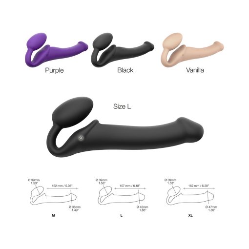 Strap-On-Me Rechargeable Remote-Controlled Silicone Vibrating Bendable Strap-On Black L - Image 5