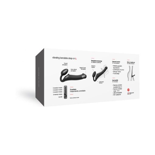 Strap-On-Me Rechargeable Remote-Controlled Silicone Vibrating Bendable Strap-On Black L - Image 7