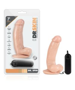 Dr. Skin Dr. Spin Realistic 7 In. Gyrating And Vibrating Dildo With Balls Beige