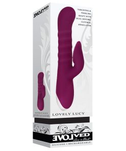 Evolved Lovely Lucy Rechargeable Thrusting Silicone Dual Stimulator Burgundy