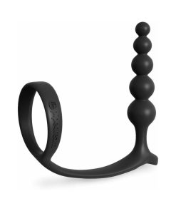 Anal Fantasy Collection Silicone Ass-Gasm Cockring Anal Beads Black