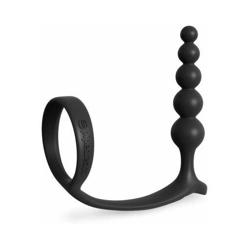 Anal Fantasy Collection Silicone Ass-Gasm Cockring Anal Beads Black - Image 2