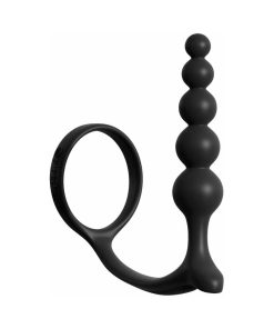 Anal Fantasy Collection Silicone Ass-Gasm Cockring Anal Beads Black