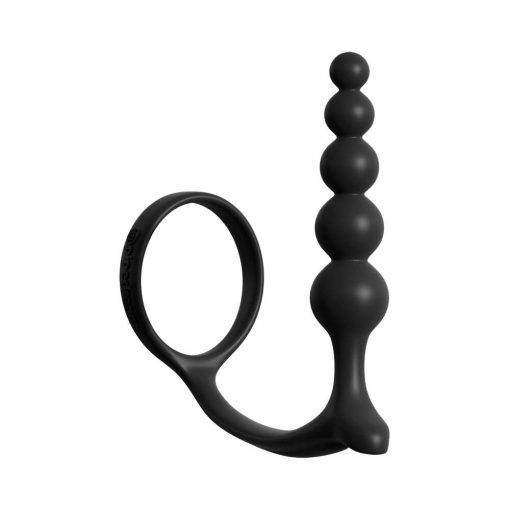 Anal Fantasy Collection Silicone Ass-Gasm Cockring Anal Beads Black - Image 3