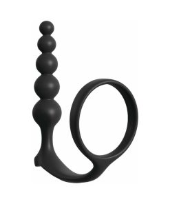 Anal Fantasy Collection Silicone Ass-Gasm Cockring Anal Beads Black