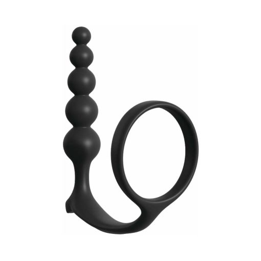 Anal Fantasy Collection Silicone Ass-Gasm Cockring Anal Beads Black - Image 4