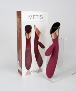 Metis Touch Panel Rabbit Vibrator – Dual Stimulation Silicone Toy (Wine Red)