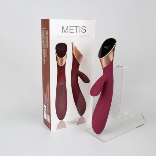 Metis Touch Panel Rabbit Vibrator – Dual Stimulation Silicone Toy (Wine Red)