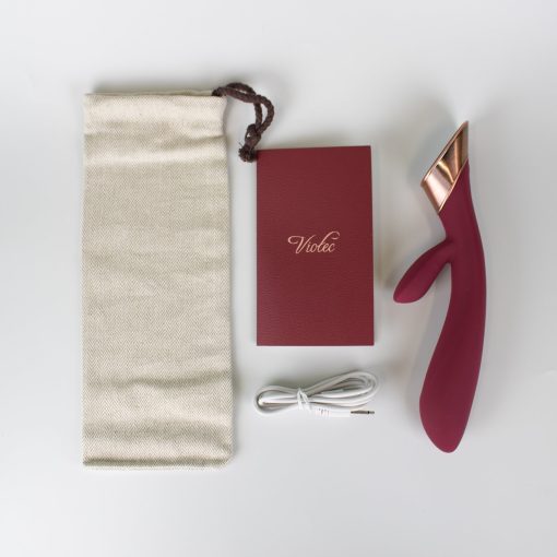 Metis Touch Panel Rabbit Vibrator – Dual Stimulation Silicone Toy (Wine Red) - Image 3